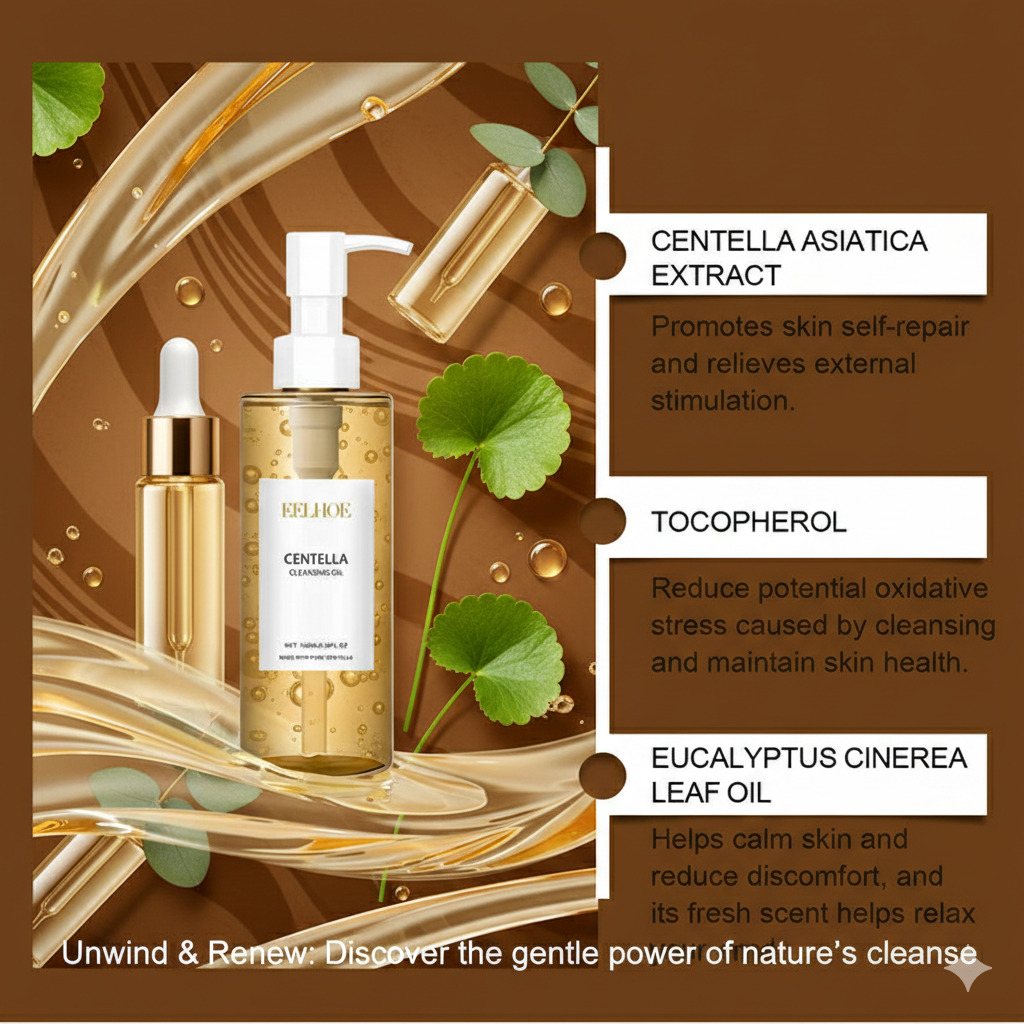 Centella Asiatica Makeup Remover Lightweight Refreshing and Gentle Face Cleansing Oil Lip and Eye Cosmetic Removal Cleaning