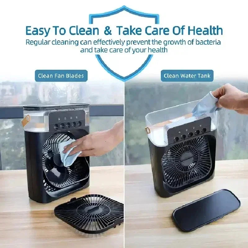 Portable Humidifier Fan Air Conditioner Household Small Air Cooler Hydrocooling Portable Air Adjustment for Office 3 Speed Fan