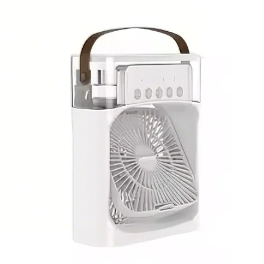 3-In-1 Portable Mini Air Cooler Fan with LED Night Light 5-Hole Humidifier 1-3H Timer for Home